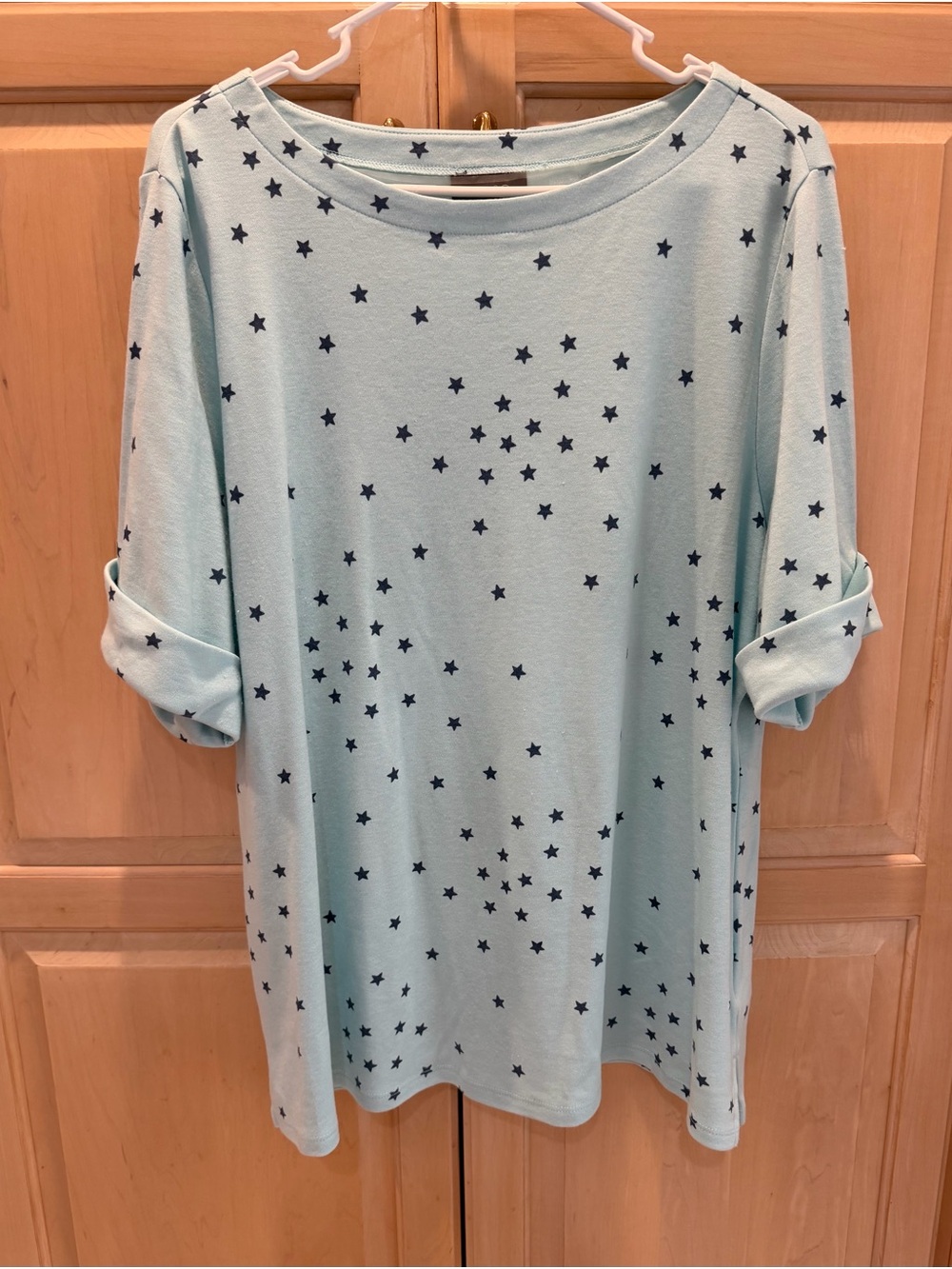 Style & Co. Aqua Star-Print Short Sleeve Tee 3X